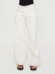 Naylor Mid Rise Wide Leg Jeans Cream