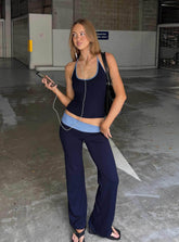 Kobee Jersey Flare Pants Navy / Light Blue