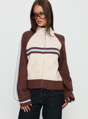 Lexanne Zip Through Knit Jumper Cream Multi