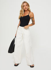 Naylor Mid Rise Wide Leg Jeans Cream