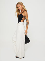 Naylor Mid Rise Wide Leg Jeans Cream