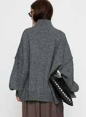 Patrizia Funnel Neck Knit Sweater Grey