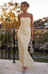 Alexia Yellow Strapless Maxi Dress