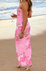 Imogen Pink and Green Floral Print Maxi Dress