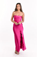 Mackenna Hot Pink Strapless Maxi Dress