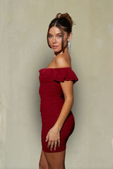 Dahlia Off the Shoulder Ruffle Bodycon Mini Dress