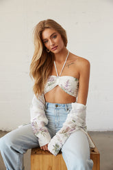 Loretta Floral Halter Crop Top