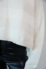Jess Tonal Striped Knit Cropped Sweater