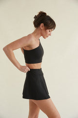 Mia Smoothing One Shoulder Crop Top in Black