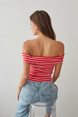 Tika Off the Shoulder Striped Crop Top