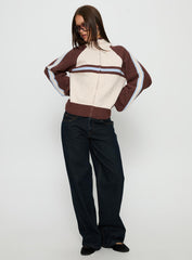 Lexanne Zip Through Knit Jumper Cream Multi