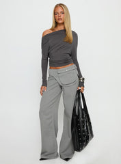 Party Hour Off Shoulder Top Charcoal