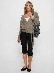 Daelan Wrap Knit Cardigan Brown