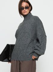 Patrizia Funnel Neck Knit Sweater Grey