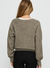 Daelan Wrap Knit Cardigan Brown
