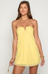Antoine Yellow Strapless Mini Dress