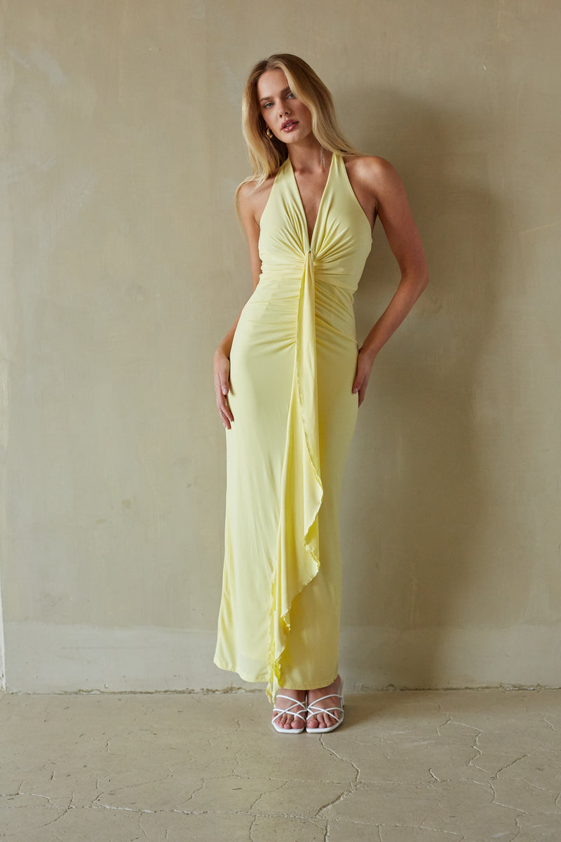 Cecelia Halter Draped Maxi Dress