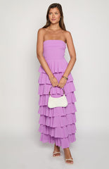 Kim Magenta Strapless Ruffle Maxi Dress