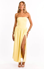 Nate Yellow Strapless Formal Maxi Dress