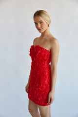 Angelia Strapless Rose Bodycon Mini Dress