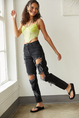 Mason High-Rise Distressed Straight Leg Jeans
