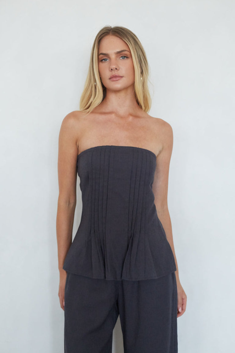 Kyle Pleated Linen Top