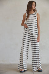 Sailor Striped Ribbed Wide Leg Pants